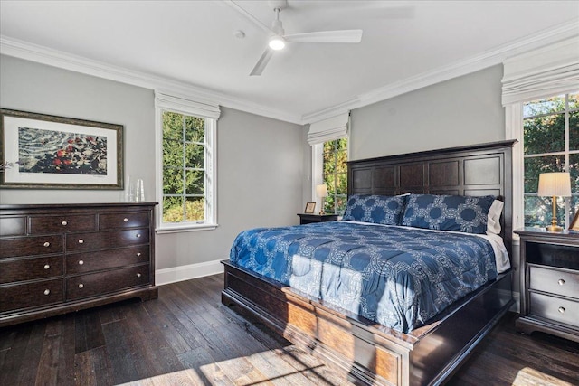 bedroom with crown molding and multiple windows