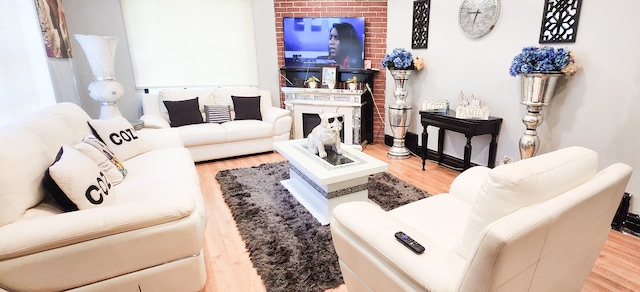 living room with hardwood / wood-style flooring