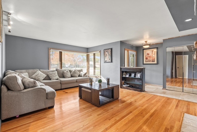 living room featuring light hardwood / wood-style flooring