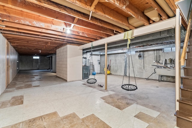 basement with sink