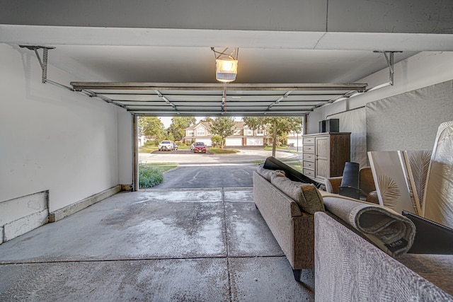 garage with a garage door opener