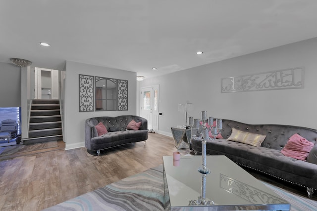 living room featuring wood-type flooring