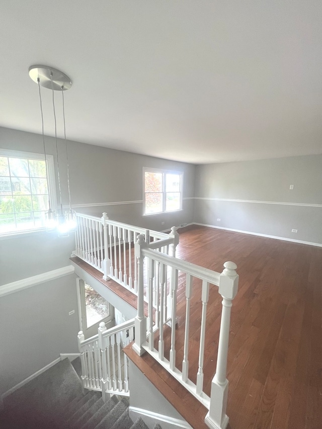 stairway with wood-type flooring