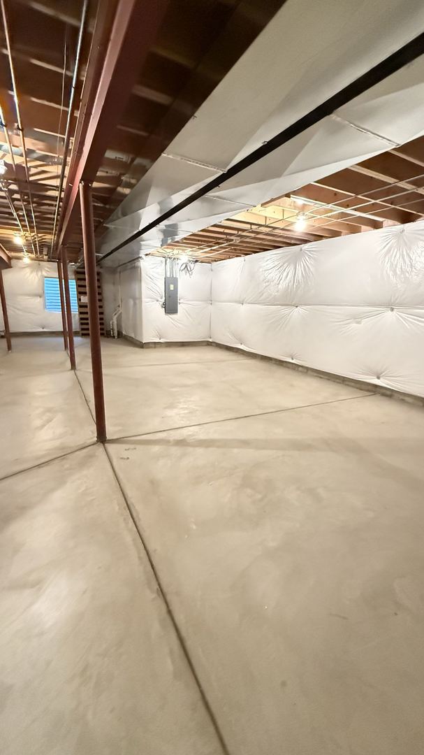 basement with electric panel