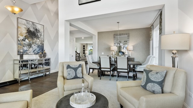 living room with hardwood / wood-style floors