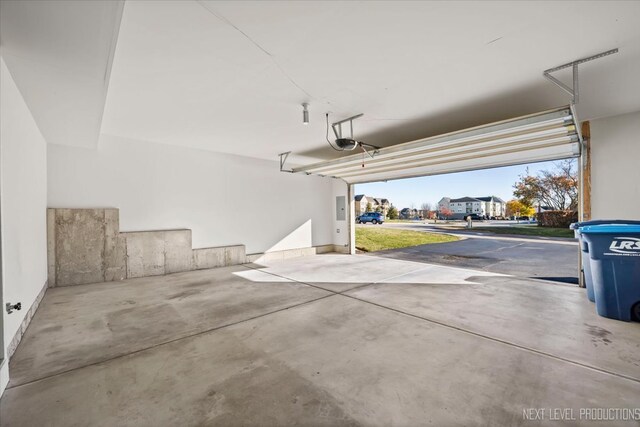 garage with a garage door opener