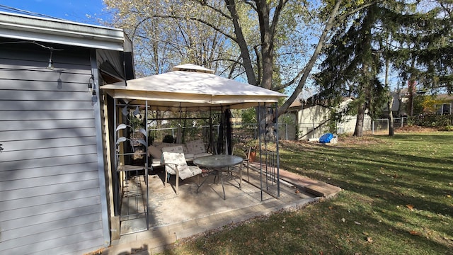 view of patio / terrace featuring a gazebo