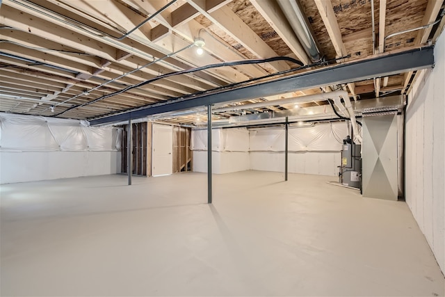 basement with gas water heater