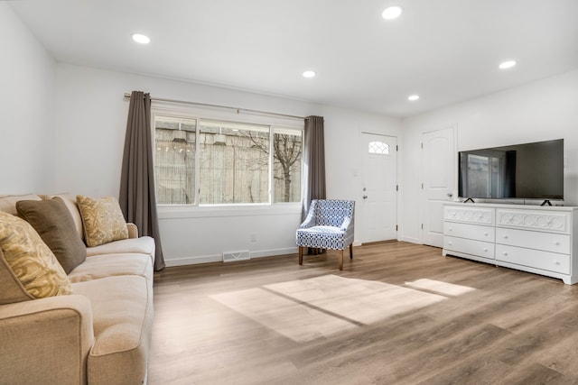 living room with wood-type flooring