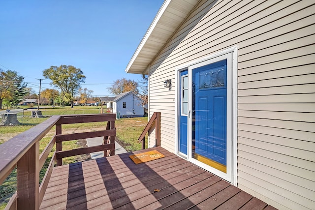 deck with a lawn