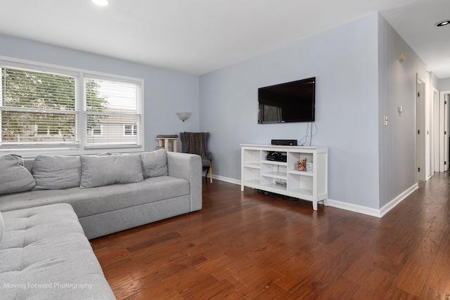 living room featuring dark hardwood / wood-style floors