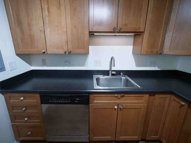 kitchen with stainless steel dishwasher and sink