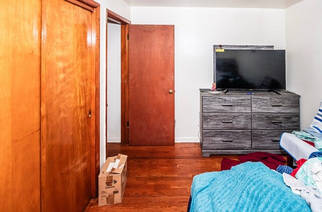 bedroom featuring dark wood-type flooring