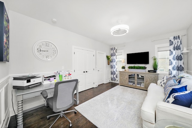 office featuring dark hardwood / wood-style flooring