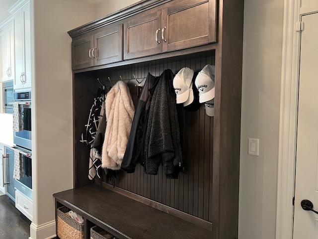 mudroom featuring dark hardwood / wood-style floors