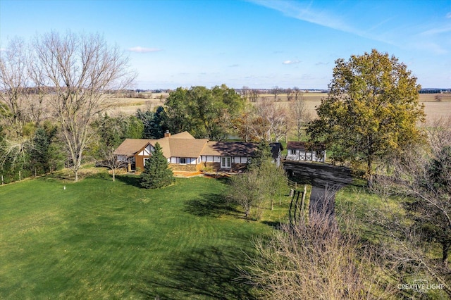 aerial view featuring a rural view