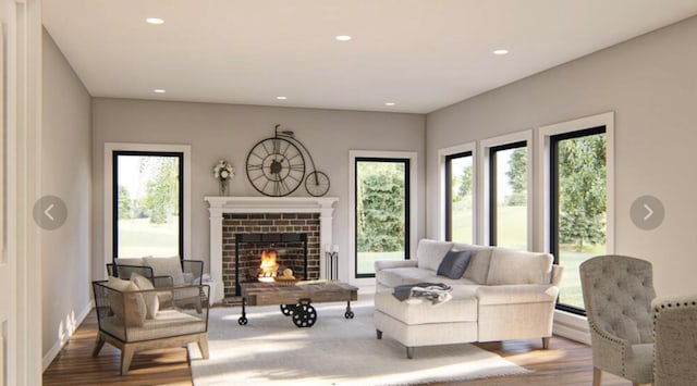 living room featuring hardwood / wood-style floors and plenty of natural light