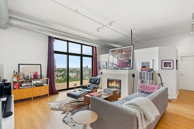 living room with light hardwood / wood-style floors