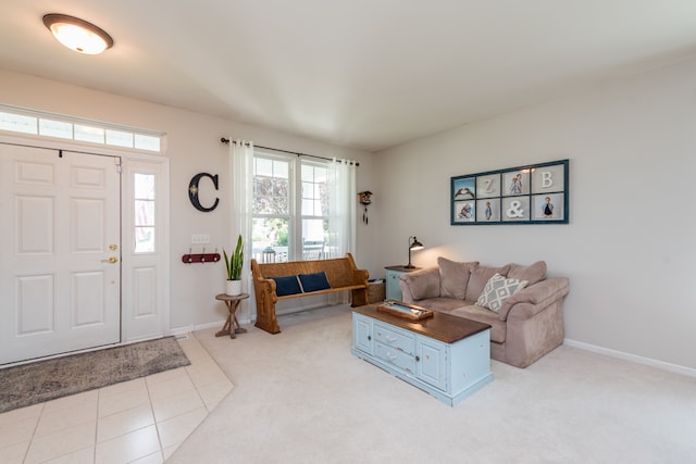 living room with carpet