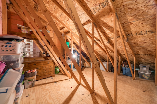 view of unfinished attic