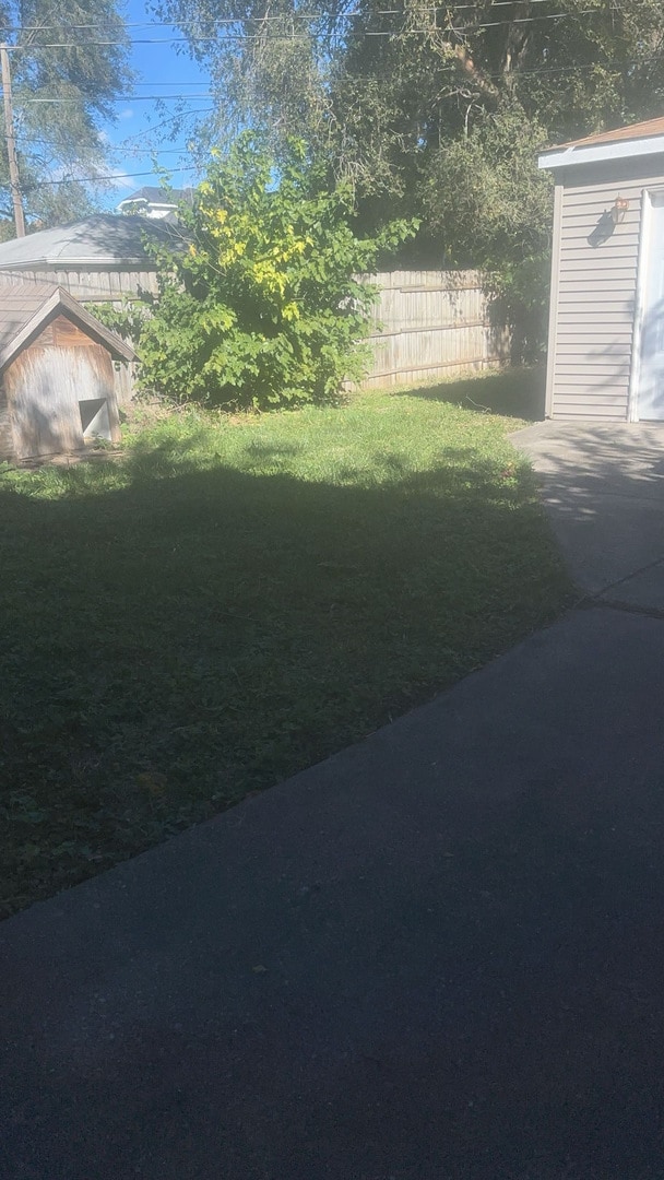 view of yard featuring a shed