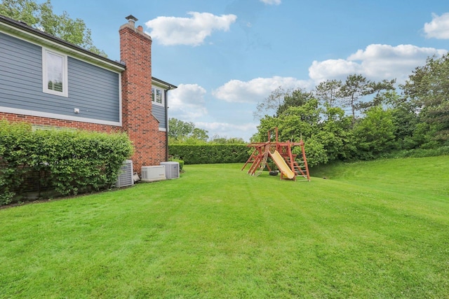 view of yard with a playground