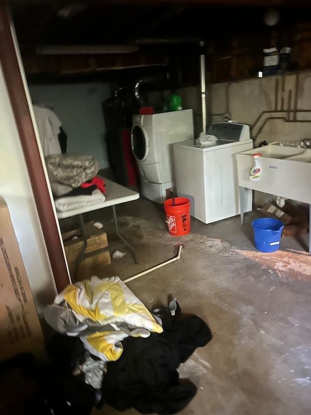 basement with independent washer and dryer