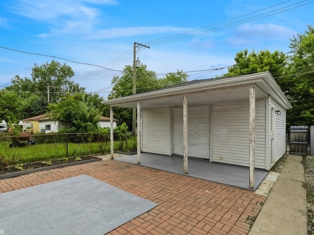 view of outbuilding featuring a garage