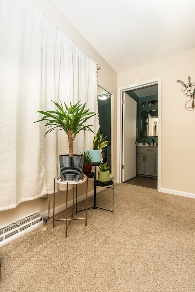 sitting room featuring carpet