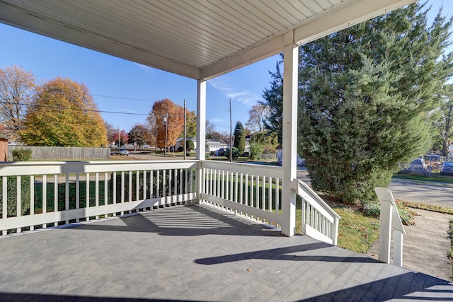 wooden deck featuring covered porch