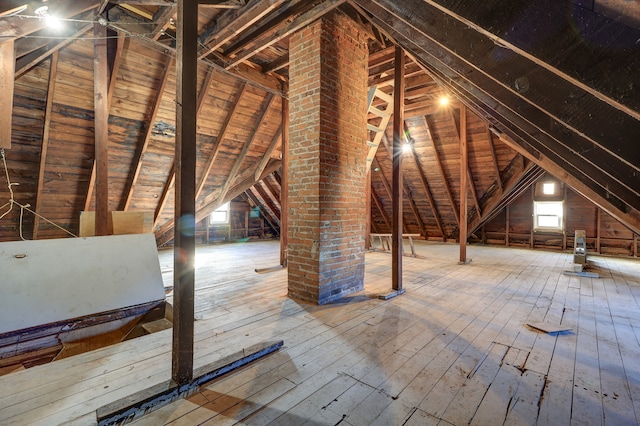 view of unfinished attic