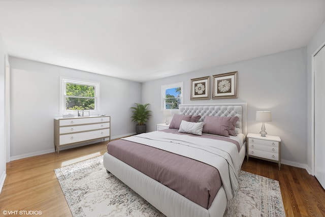 bedroom featuring light hardwood / wood-style floors