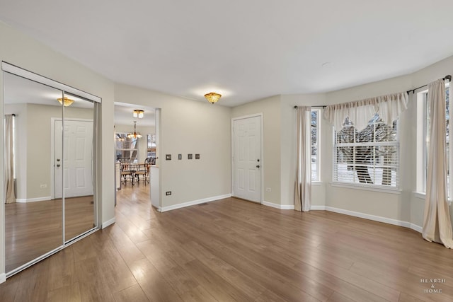 foyer with hardwood / wood-style flooring and a healthy amount of sunlight