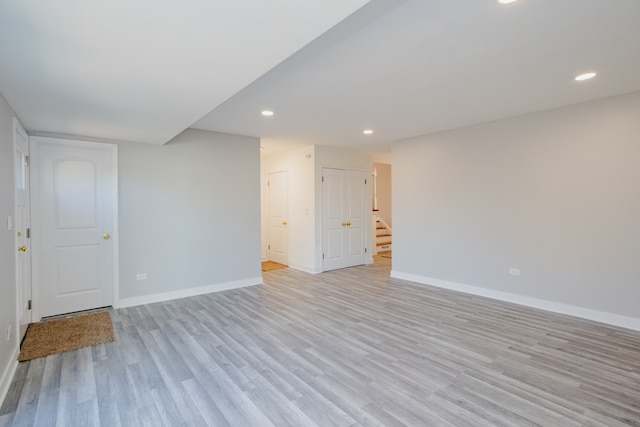 interior space with light hardwood / wood-style floors