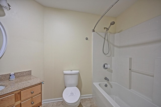 full bathroom with tile patterned flooring, vanity, toilet, and bathing tub / shower combination