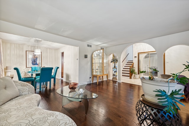 living room featuring wood-type flooring