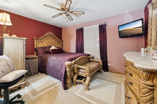 bedroom with carpet flooring and ceiling fan