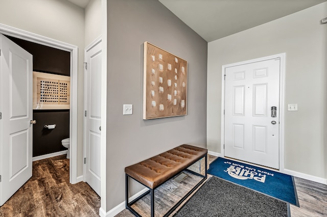 foyer entrance with dark hardwood / wood-style floors