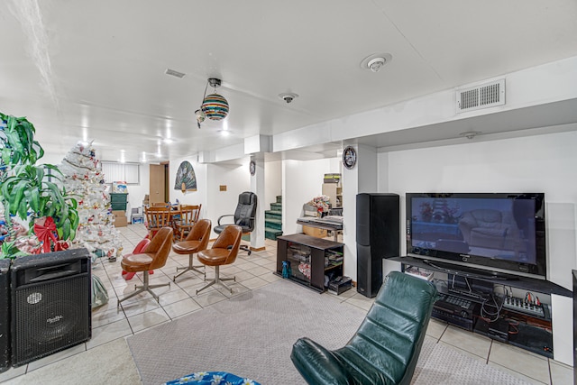 view of tiled living room