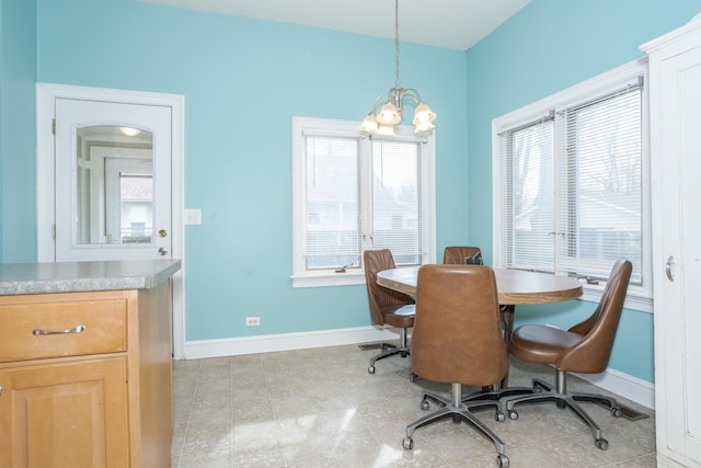 dining room with an inviting chandelier