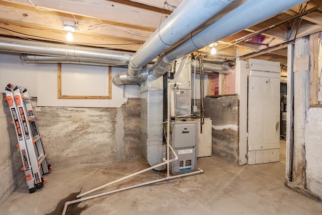 basement with heating unit