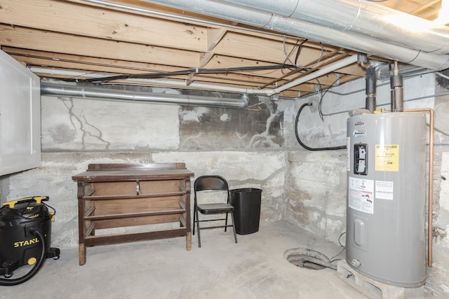 basement with electric water heater