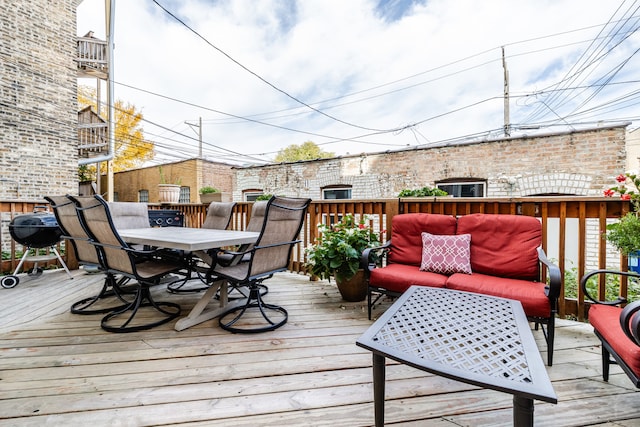 deck featuring an outdoor living space