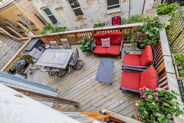 deck featuring an outdoor living space