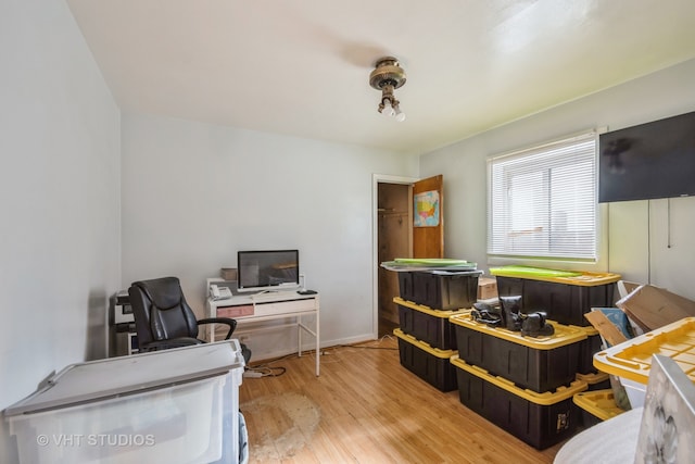 office featuring light wood-type flooring