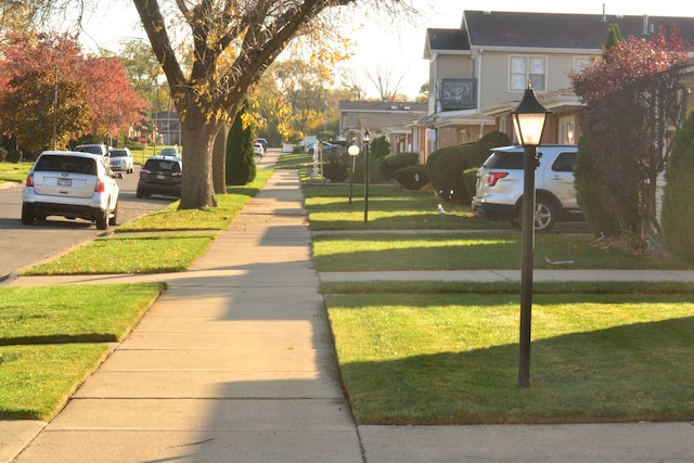 view of home's community with a lawn