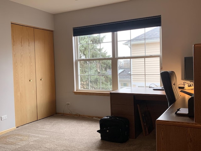 carpeted office space with plenty of natural light