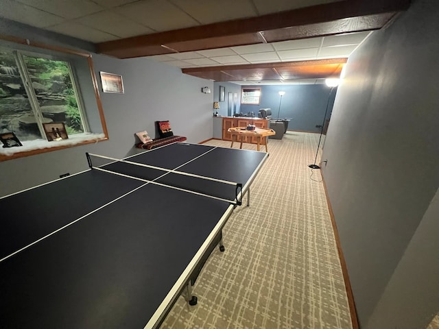 rec room with carpet