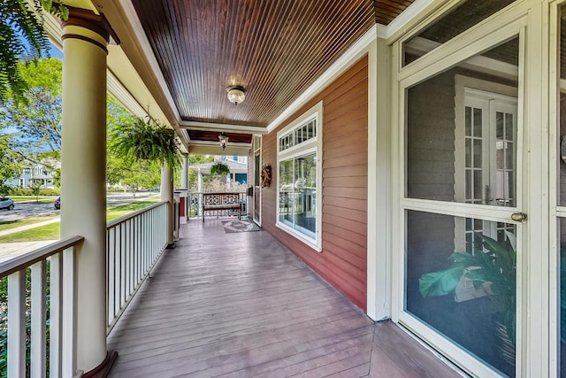 wooden deck with covered porch