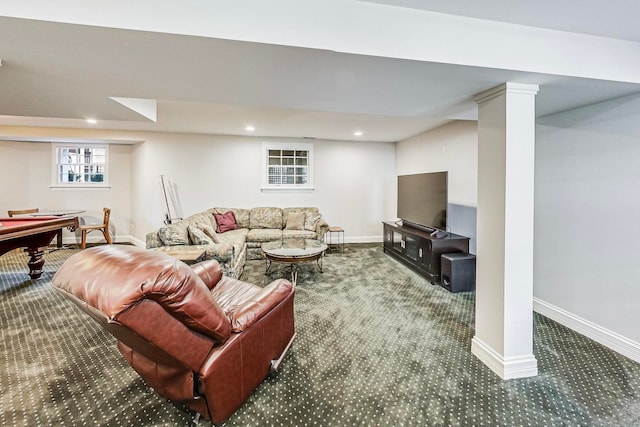 living room featuring carpet flooring